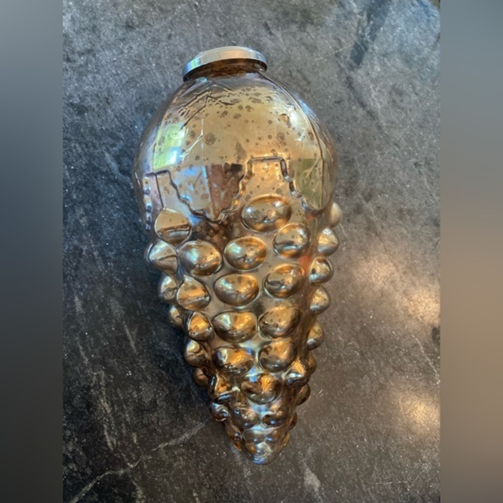 Vintage Glass Kugel Style Christmas Ornament Cluster Grapes Gold Large